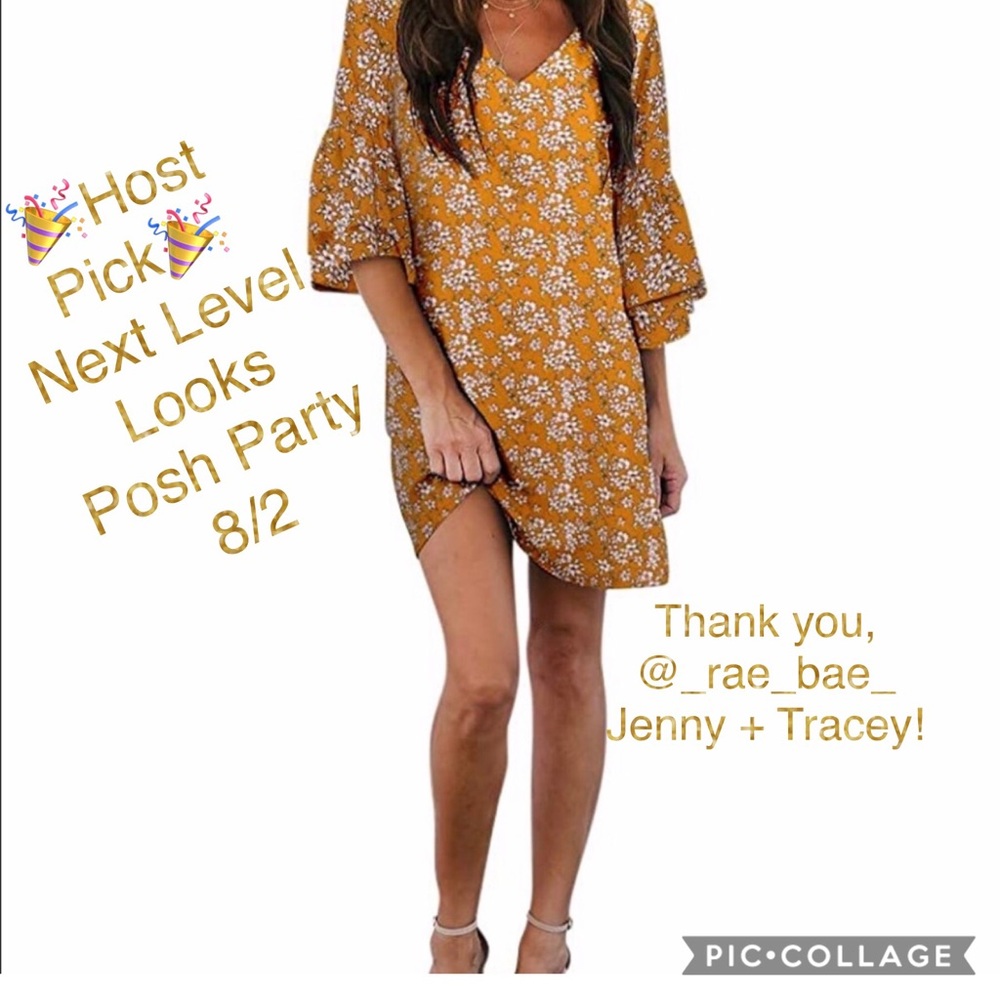 🎉HP🎉🆕V-neck shift dress with bell sleeves